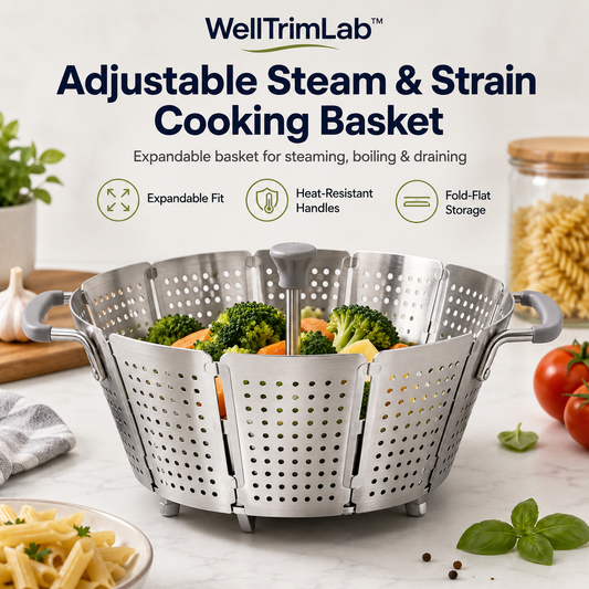 WellTrimLab™ Adjustable Steam & Strain Cooking Basket
