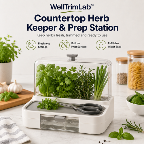 WellTrimLab™ Countertop Herb Keeper & Prep Station